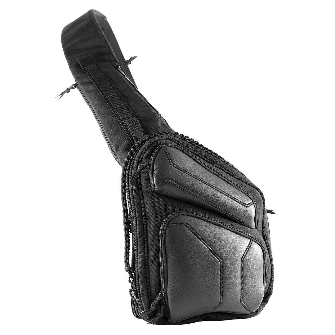 Пистолетная сумка для скрытого ношения оружия 9Tactical Sling SQB (Small Quick Box) ECO Leather Black Stripes Octagon. 