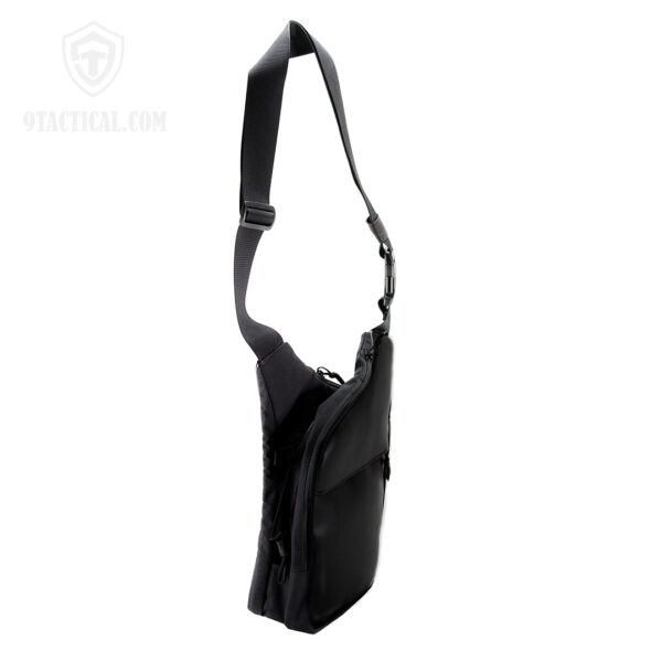 9Tactical City Bag M ECO Leather. Чёрная мужская сумка для пистолета и EDC.