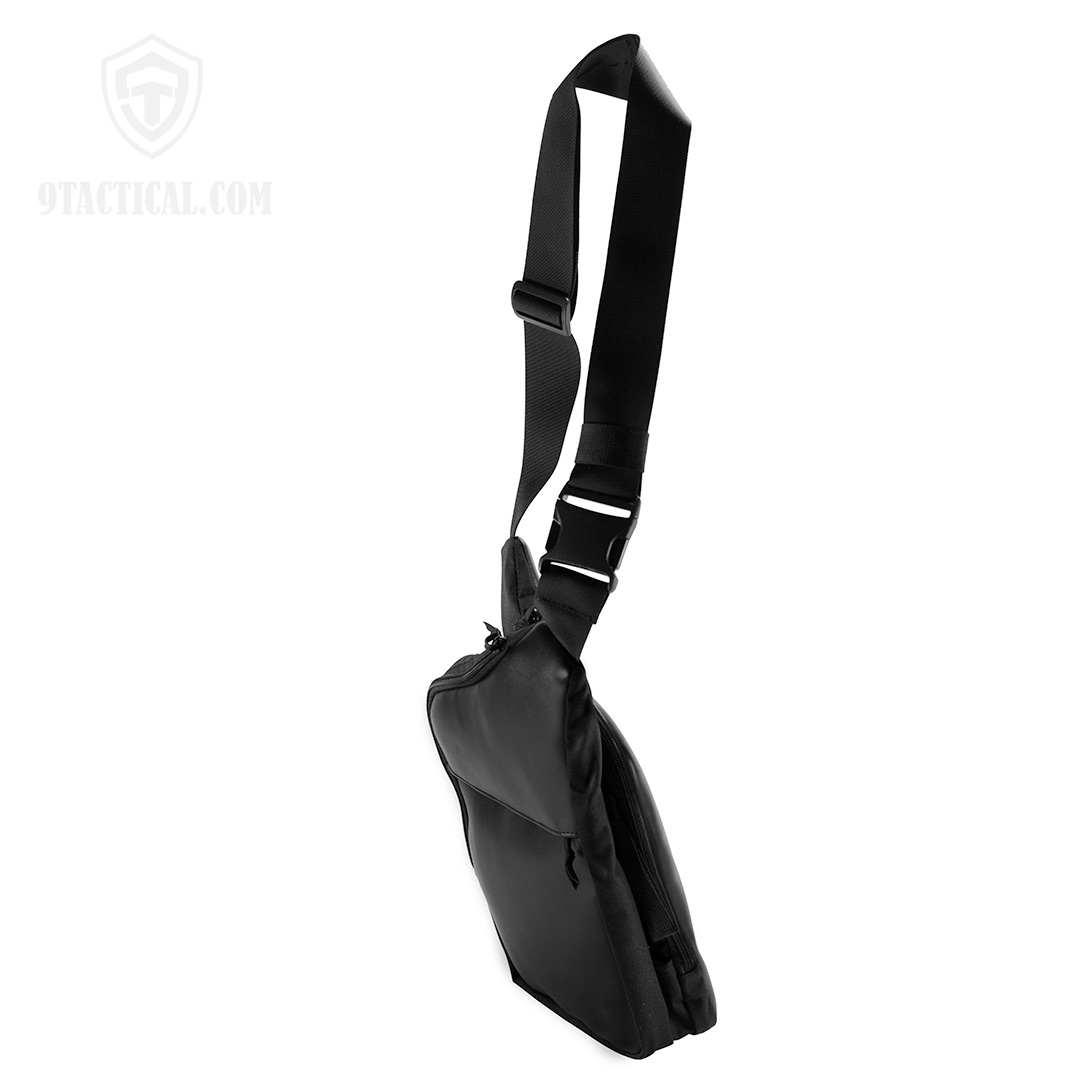 9Tactical City Bag M ECO Leather. Чёрная мужская сумка для пистолета и EDC. Для левши и правши!